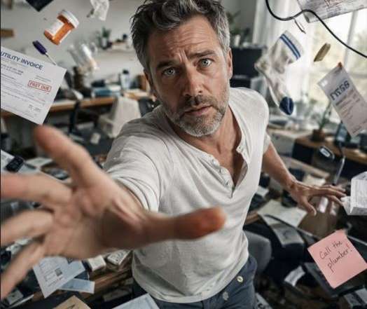 Hombre estresado en su oficina buscando tratamiento de psicología para la ansiedad en Sitges o bien online